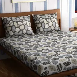 Petal Home Mosaic Abstract Multicolor 300 TC Cotton Queen Bed Sheet with 2 Pillow Covers-image-11