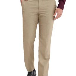 Park Avenue Brown Regular Fit Self Pattern Trousers-image-62