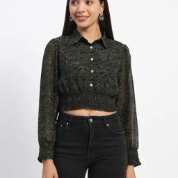 MADAME Olive & Black Printed Crop Top-image-35
