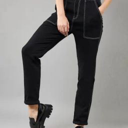 DOLCE CRUDO Black Loose Fit High Rise Jeans-picture-17