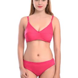 AROUSY Pink Cotton Bra Panty Set-image-21