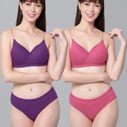 AROUSY Purple & Pink Cotton Bra Panty Set - Pack Of 2-image-31