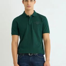 GANT Green Regular Fit Solid Polo T-Shirt-picture-16