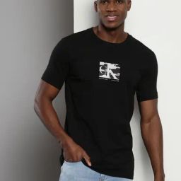 Calvin Klein Black Cotton Slim Fit Logo Printed T-Shirt-image-20