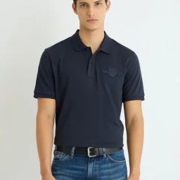 GANT Blue Regular Fit Solid Polo T-Shirt-picture-34