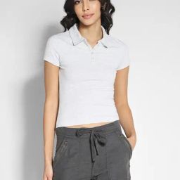 American Eagle Outfitters Grey Slim Fit Polo T-Shirt-image-76