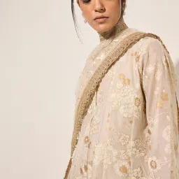 Vark by Westside Off-White A-Line Kurta, Inner, Palazzos & Dupatta Set image 4