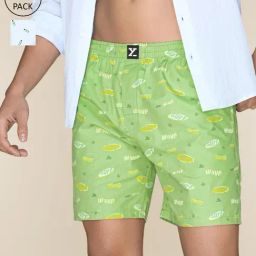 XYXX Wave Green & Gin Blue Cotton Relaxed Fit Printed Boxers - Pack Of 2-image-34