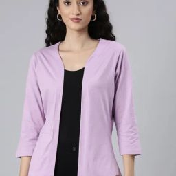 Twin Birds Lavender 100% Cottonflaired Fit Shrugs And Cardigans-15