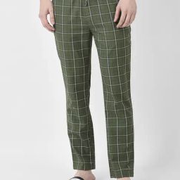 Crimsoune Club Green Regular Fit Check Cotton Lounge Pants-image-47