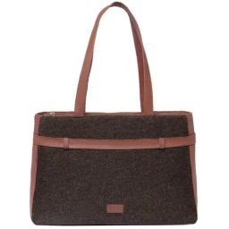ZOUK Brown Solid Large Laptop Tote Handbag-61