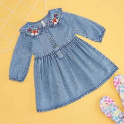 Pantaloons Baby Girls Starlight Blue Cotton Solid Full Sleeves Casual Dresses-image-56