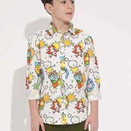 Jack & Jones Junior Boys White Cotton Printed Full Sleeves Shirt-picture-32