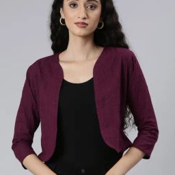 Twin Birds Maroon 100% Cottonflaired Fit Shrugs And Cardigans-35