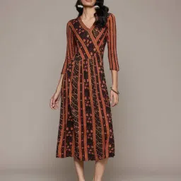 AARKE RITU KUMAR Black Printed A-Line Dress-picture-35