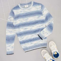 Pantaloons Junior Boys Alaskan Blue & White Striped Full Sleeves Sweaters & Cardigans-image-117