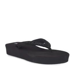 Sunshine by Bata Women's SHIMMER Black Thong Wedges-3