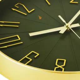 NAUTICA Matt Green & Gold Plastic Modern Wall Clock With Quartz Silent Sweep Technology image 4