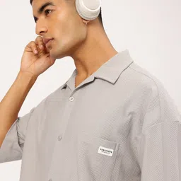 Kook N Keech The Knit Shift Textured Camp Collar Shirt-image-33