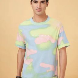 Street 808 By Pantaloons Celestial Blue Cotton Comfort Fit Printed T-Shirt-image-16