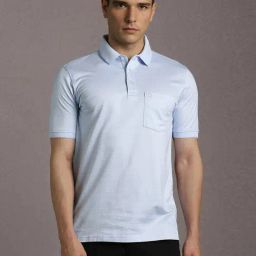 Louis Philippe Blue Cotton Regular Fit Printed Polo T-Shirt-image-82