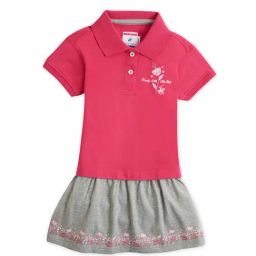 Beverly Hills Polo Club Kids Pink & Grey Color Block Polo Dress-picture-5