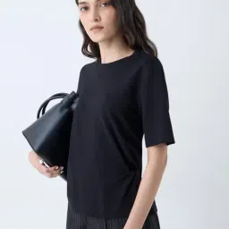 Wardrobe by Westside Black Solid Top-picture-17
