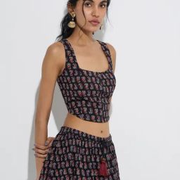 Bombay Paisley by Westside Black Paisley Pattern Cotton Top-picture-14