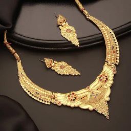 Aatmana Gold Minimal Tasseld Necklace & Earring Set-picture-15
