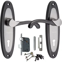 Atom Iron Silver Door Handle Lock Set, 412_K.Y-B/S-L1-25
