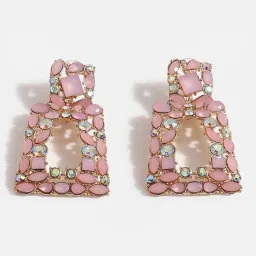 Sohi Pink Stone Designer Drop Earrings image 4