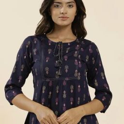 Jaipur Kurti Navy Printed Top-picture-29
