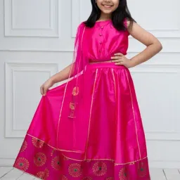 NEUDIS Kids Pink Regular Fit Lehenga Cholis-picture-29