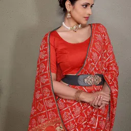 ALAGINI Bandhani Gotta Patti Silk Blend Bandhani Saree-image-98