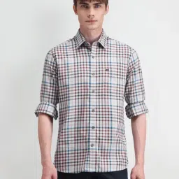 Arrow Sport Grey Cotton Slim Fit Checks Shirt-picture-43