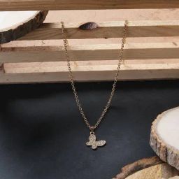 Jewelz Trendsetting Gold Western Necklace With Delicate Butterfly Hanging Charm for Women-77