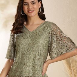 AKIMIA Flutter Sleeve Lace Blouson Top-picture-8