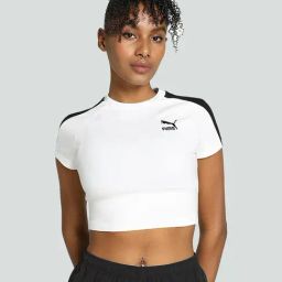 Puma White Cotton Sports Cropped T-Shirt-image-73