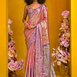 Saree Mall Pink Silk Self Saree with Blouse Piece-image-13