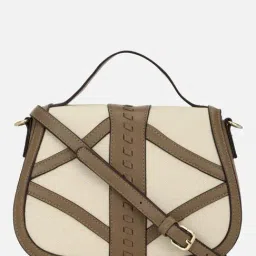 Van Heusen Brown & Beige PU Color Block Satchel Handbag-picture-48