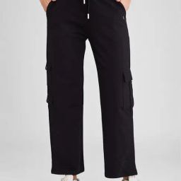 Spykar Black Relaxed Fit High Rise Trackpants-image-4