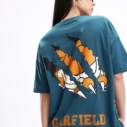 Kook N Keech Garfield Printed Drop-Shoulder Sleeves Oversized T-shirt-picture-14