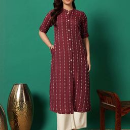 DIZON Women Maroon Kurtas-image-33