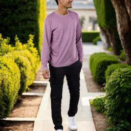 celio* Dark Pink Solid Regular Fit Cotton Long Sleeves T-Shirt-image-37