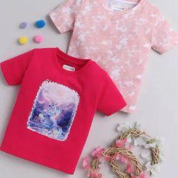 Bumzee Kids Peach & Pink Printed T-Shirts (Pack Of 2)-picture-8