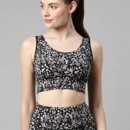 Enamor Black & Grey Printed Sports Bra-image-79
