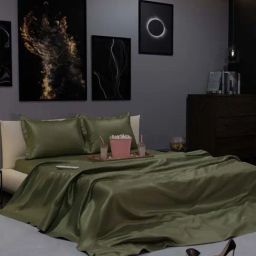 Stoa Paris Date Night Collection Olive Oasis Polyester 300 TC King Bed Sheet With 2 Pillow Covers-image-2