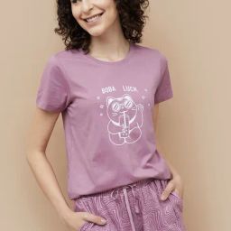 Ginger by Lifestyle Purple Printed T-Shirt-image-24