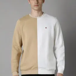Louis Philippe Khaki Regular Fit Colour Block Sweatshirt-picture-0