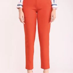 Fablestreet Red Relaxed Fit Mid Rise Trousers-image-43